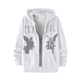 thumbnail image 2 of Sewkxo Men's Graphic Zip Up Hoodies Streetwear Jacket Letter Print Long Sleeve Sweatshirt with Pocket,White M, 2 of 4