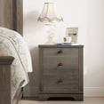 thumbnail image 3 of End Tables for Living Room, Set of 2 Grayish Brown Bedside Tables, Nightstands with 2 Drawers for Bedroom, 3 of 6