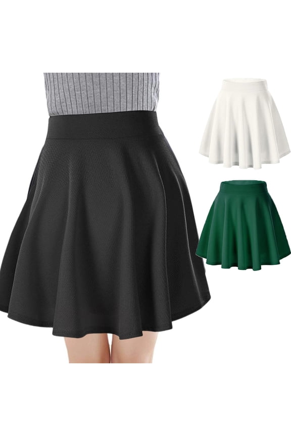 Women Pleated Skirt A-Line Short Mini Basic Skirt School Uniform Cheerleader Skirts Skater Skirt