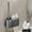 Gray #2, variant on Fiudx Toilet Brush Set with Stainless Steel Handle | Modern Compact Bathroom Cleaning Brush | Long Handle Toilet Bowl Cleaner with Durable Bristles | 1-Piece