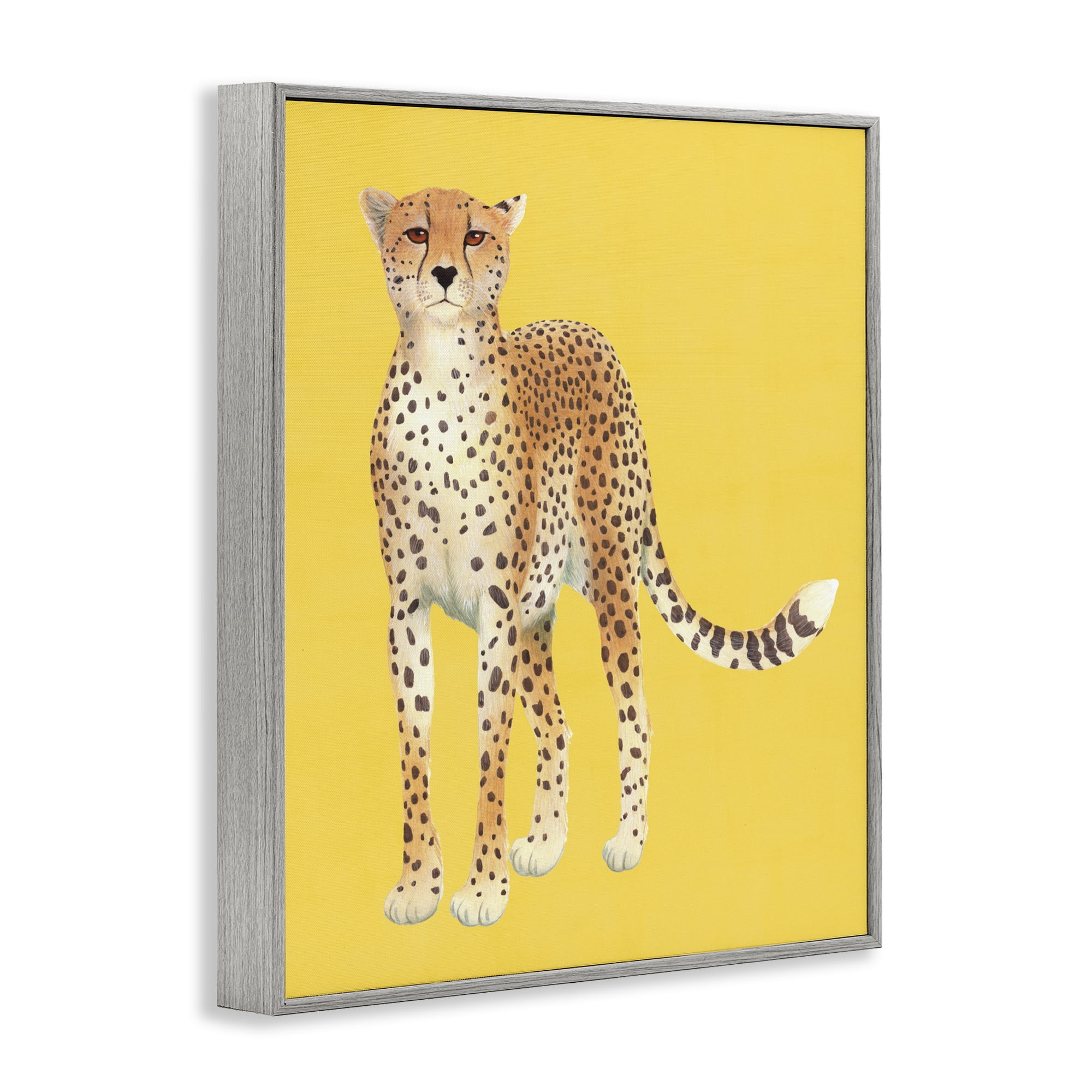 Stupell Industries Exotic Cheetah over Yellow Gray Framed Giclee Art, design by Karolina Sato