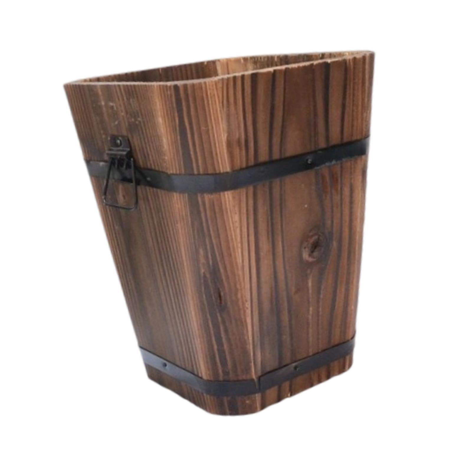 figatia Wooden Bucket Planter Flower Pot Multipurpose Rustic Plant Container for Windowsill Living Room Indoor/Outdoor L