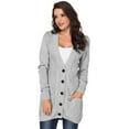 thumbnail image 4 of Women Black/Gray/Green/Red/Purple Front Pocket and Buttons Closure Cardigan, 4 of 6