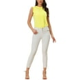thumbnail image 2 of INSPIRE CHIC Women's Sleeveless Blouse Ruffled Pleated Wear-to-Work Chic Blouse L Light Yellow, 2 of 6