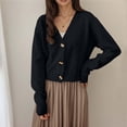 thumbnail image 2 of Ediodpoh Women’s Slim Fit High Waist Knit Cardigan Long Sleeve Lightweight Soft Open Front Sweater Casual Tops Cardigan for Women Black, 2 of 4