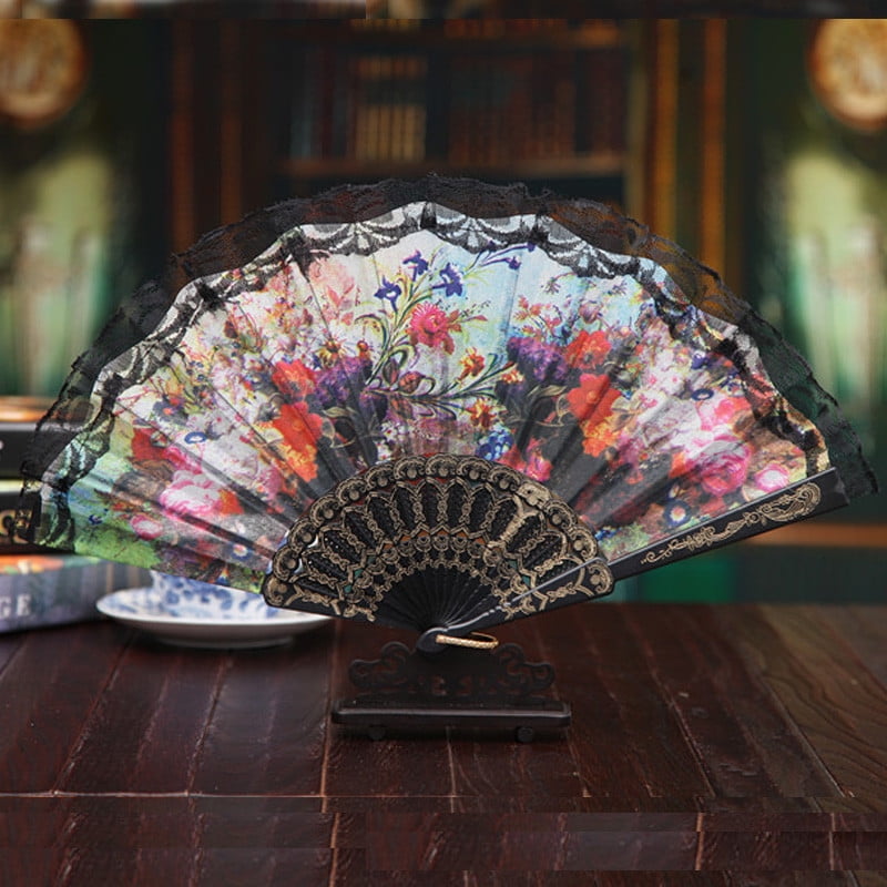 Chinese Style Lace Hand Held Folding Fan Dance Party Wedding Decor Summer Gift 