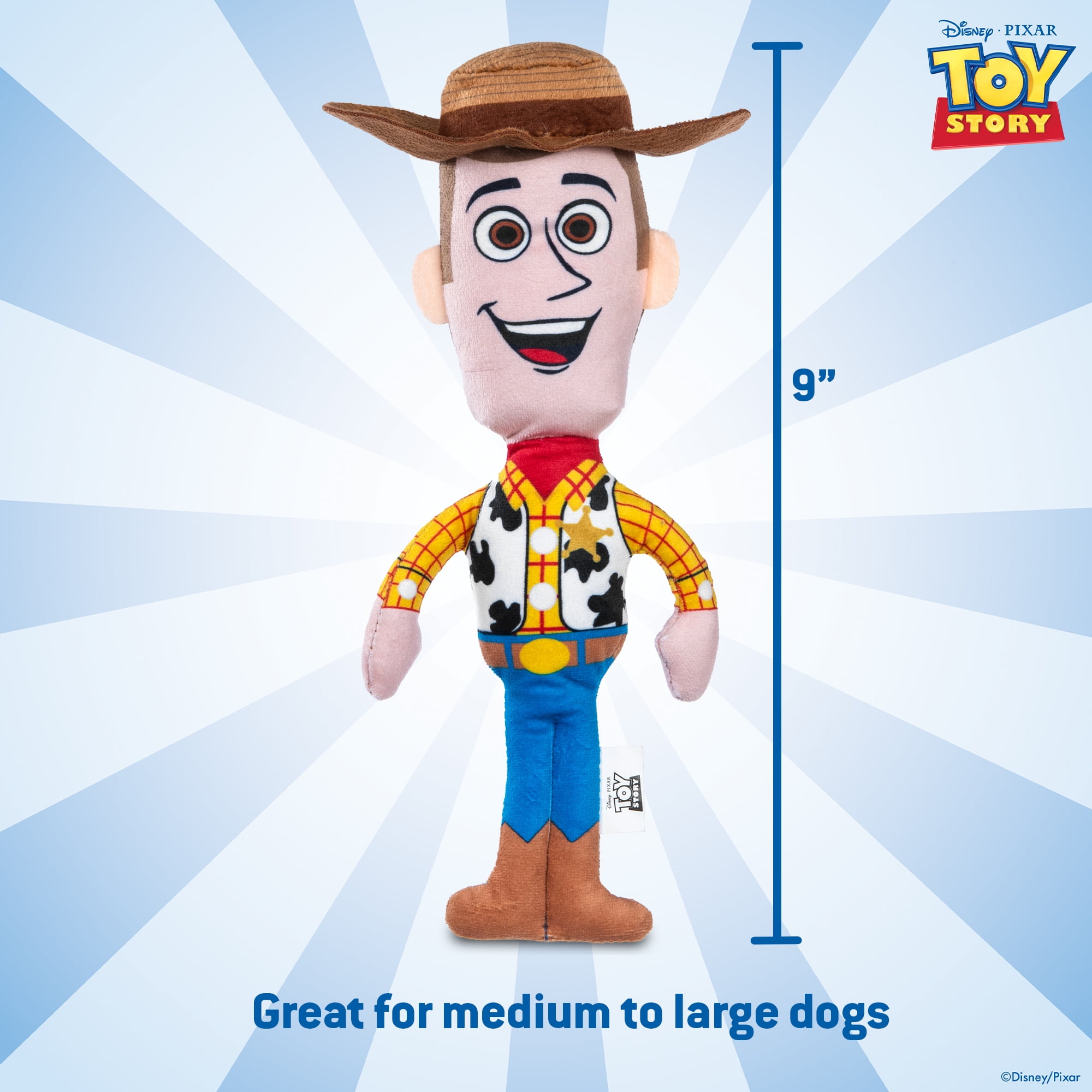 DISNEY TOY STORY: Woody Plush Figurine Squeaker Pet Toy-9in