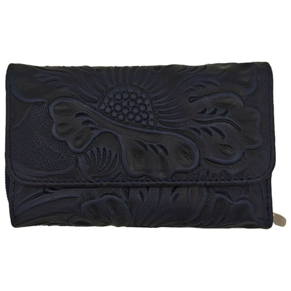 Cartera en Piel Vacuno FANA BOLSOS Cincelada Azul Marino