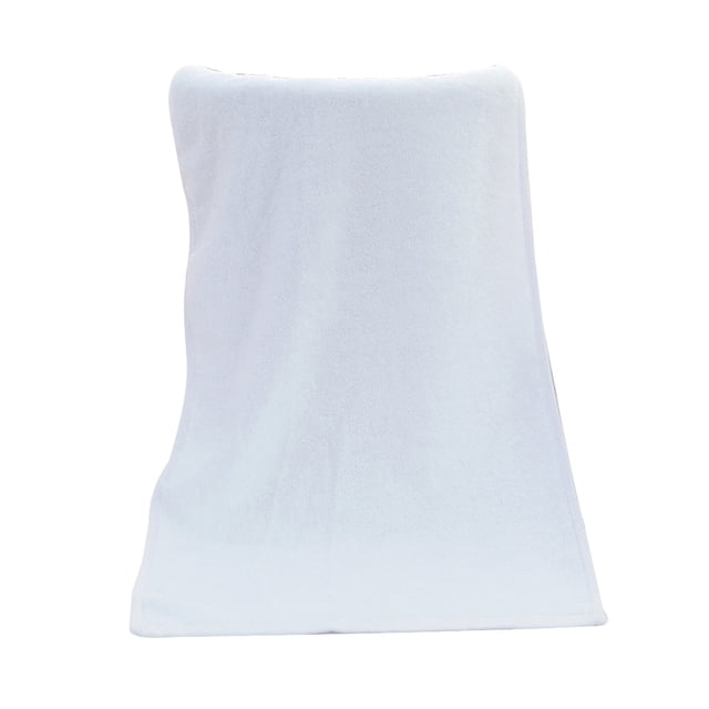 toallas gruesas de algodón, toallas de baño, toallas de mano, toallas absorbentes para el hogar, hoteles, barberías, salones de belleza (blancas) Toalla blanca de algodón doblada en vista frontal centrada, silueta rectangular alta y pliegues suaves, rizo de algodón visible, borde sencillo y tamaño especificado 70 x 30 x 0,5 cm; indicada para baños, hoteles y barberías, también adecuada para secar manos en salones de belleza.