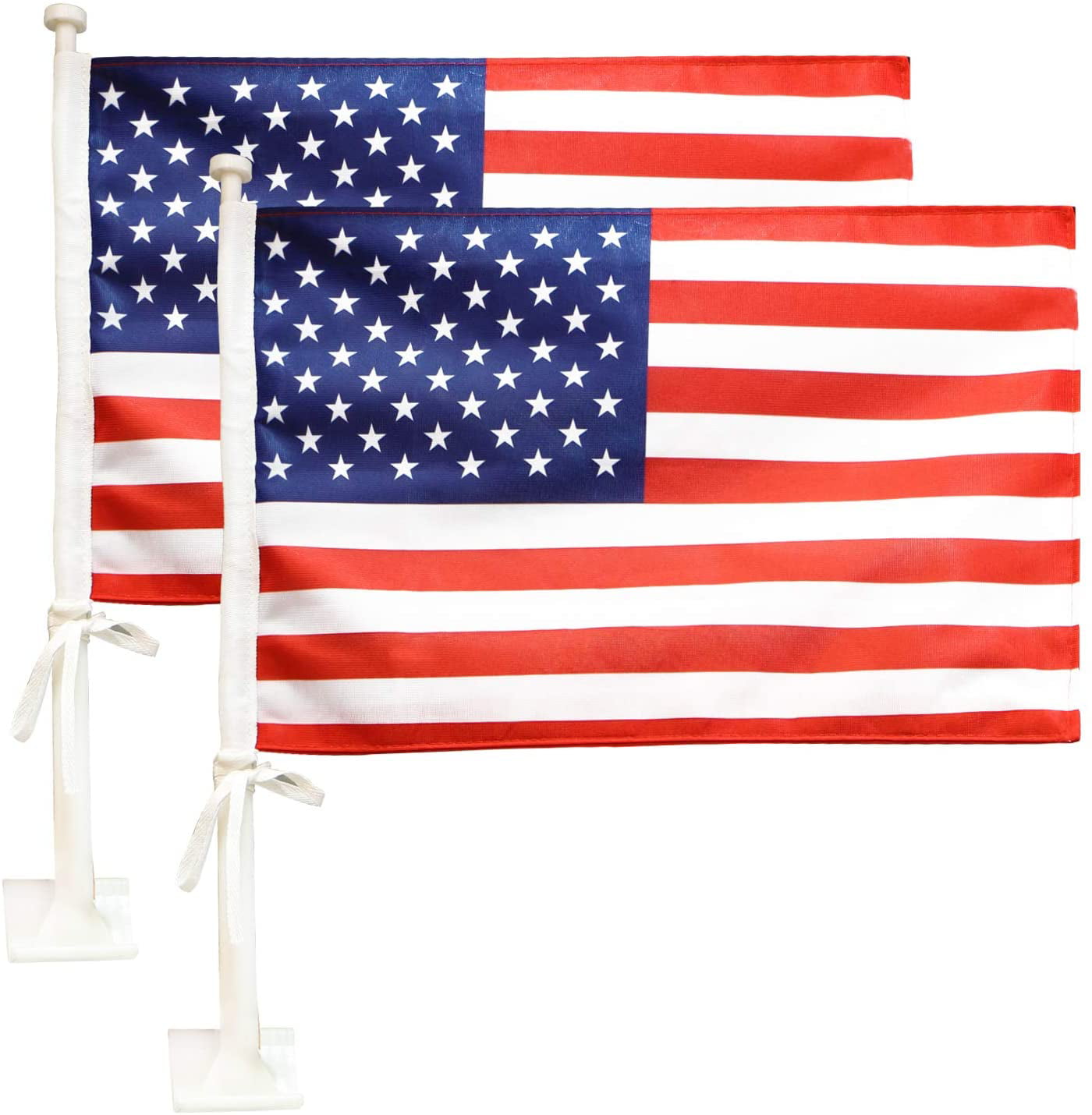 Made in Taiwan 1x US American Patriotic Car Window Clip on USA Flag 12" x 17" 