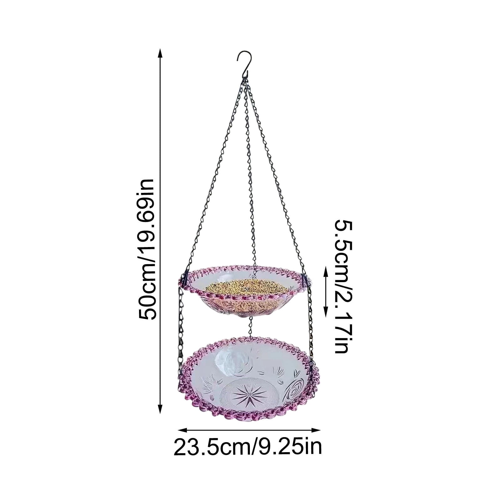 Hanging Bird Feeder Outdoor Hanging Feeder for Balcony, High Strength Plastic Reusable for Birds Bathing and Feeding