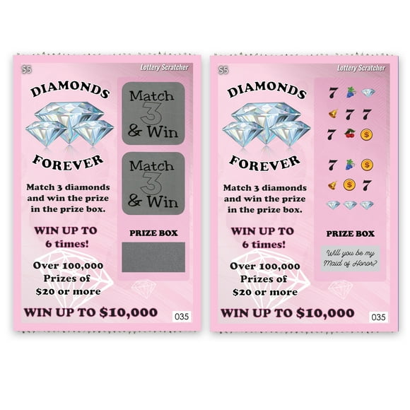 My Scratch Offs 1 Pink Fake Lotto Ticket Will You Be My Maid of Honor? Wedding Party Proposal Lottery Replica Scratch Off Cards Each Ticket is a Winner! 4" x 6"