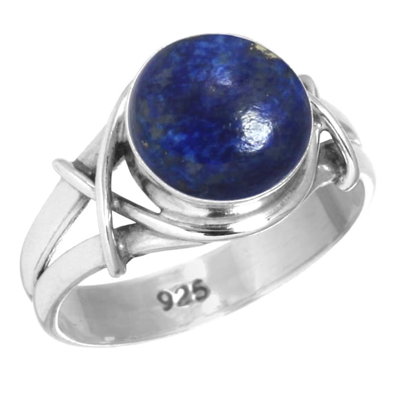 925 Sterling Silver Ring For Women - Girls Blue Natural Lapis Lazuli Gemstone Silver Ring September Birthstone Silver Ring Size 5.5 Anniversary - Gift For Girl Friend Gemstone 925 Silver Jewelry