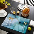 thumbnail image 3 of Teal Blue Marble 1 Pcs Placemats, Modern Abstract Art Marble Crack Washable Wipeable Table Mats for Dining Tables, Indoor Outdoor Kitchen Place Mats for Holiday Party Table Decor, 3 of 9