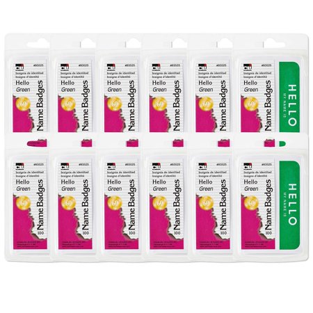 Charles Leonard Self Adhesive Name Badges, Hello, Green, 1200 Count