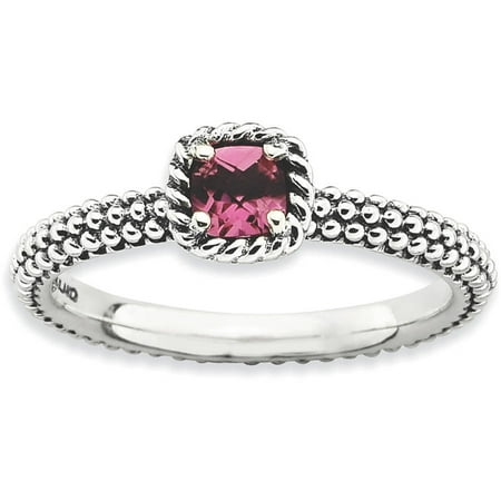 Stackable Expressions Checker-Cut Pink Tourmaline Sterling Silver Ring