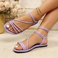 thumbnail image 4 of Caywon Women Strappy Sandals, Elastic Ankle Strap Flat, Open Toe Slip On Summer, Comfortable Ladies Beach Shoes Sandalias Mujer, 4 of 7
