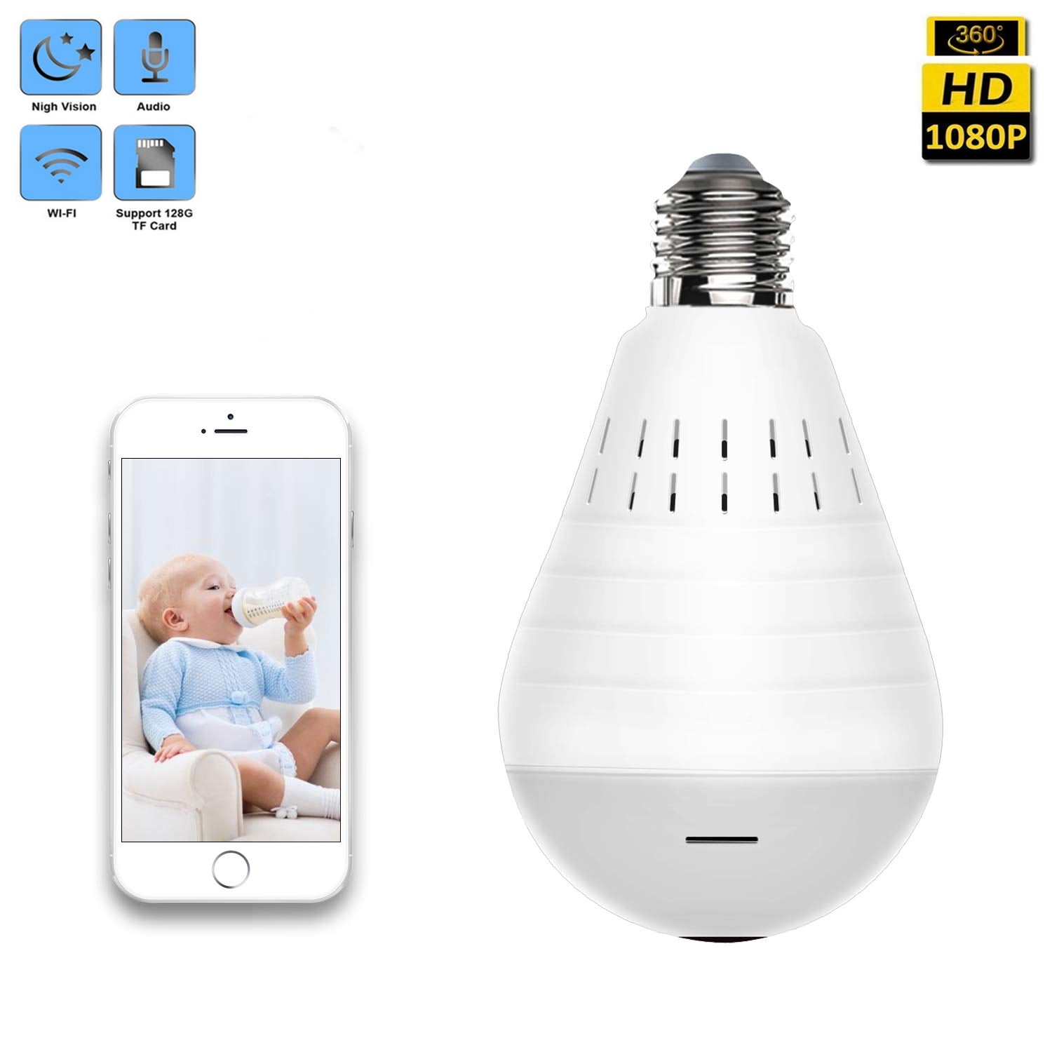 Light Bulb Camera,960P WiFi Security Camera, HD Wireles IP ...