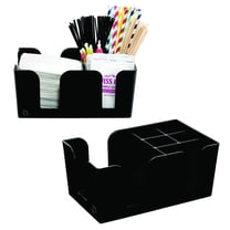 [1 PACK] Bar Caddy with 6 Compartments, Plastic Bar Organizer, Heavy Duty Refillable Bar Organizer, Barware Caddy, Napkin Dispenser, Straw Organizer by EcoQuality
