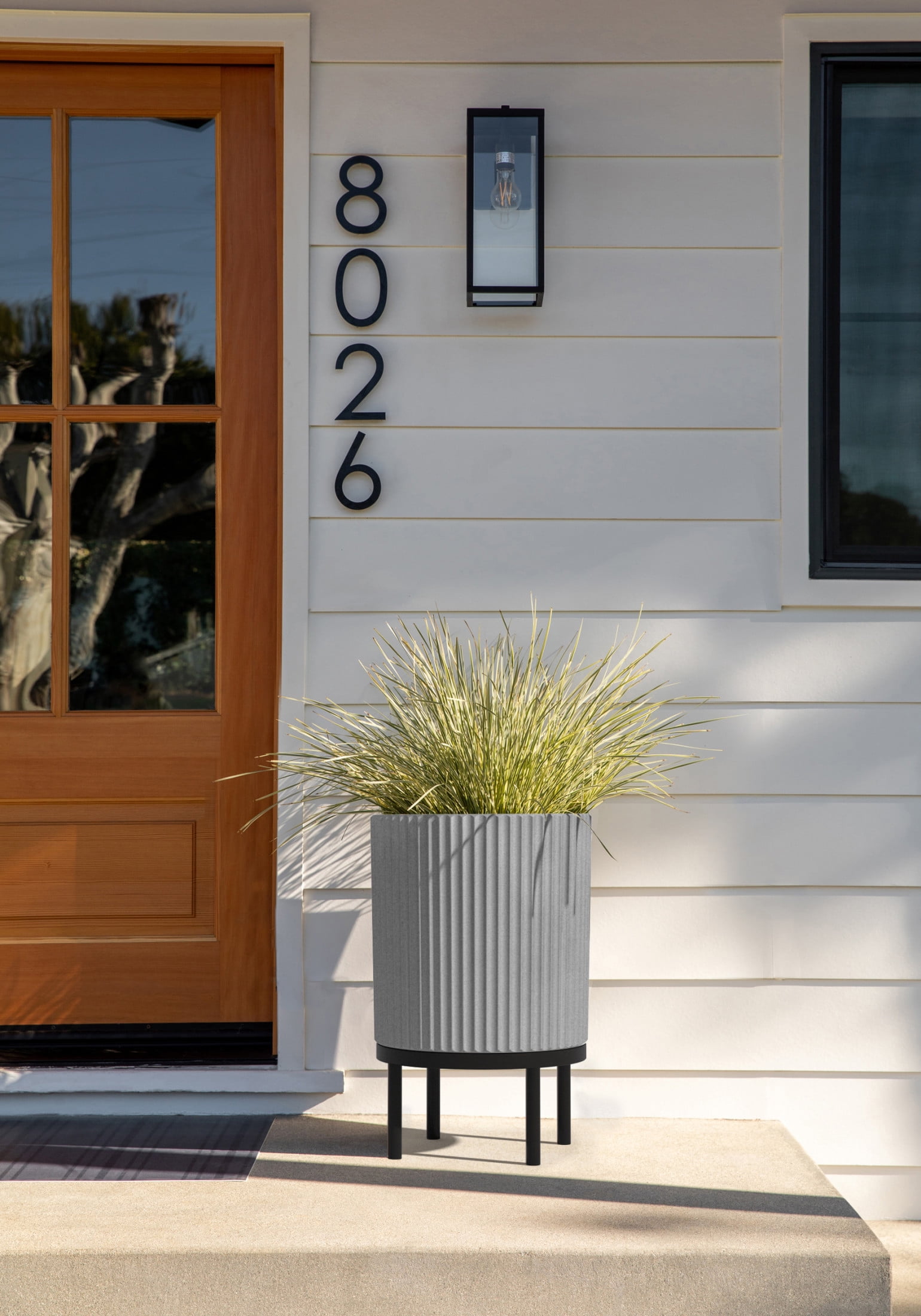 Veradek Demi Series Raised 16" Plastic-Stone Planter - (Gray/Black, 1 Pack)