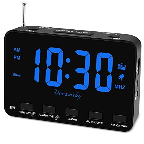 DreamSky Alarm Clock for Bedroom Small Digital Clock with USB Port