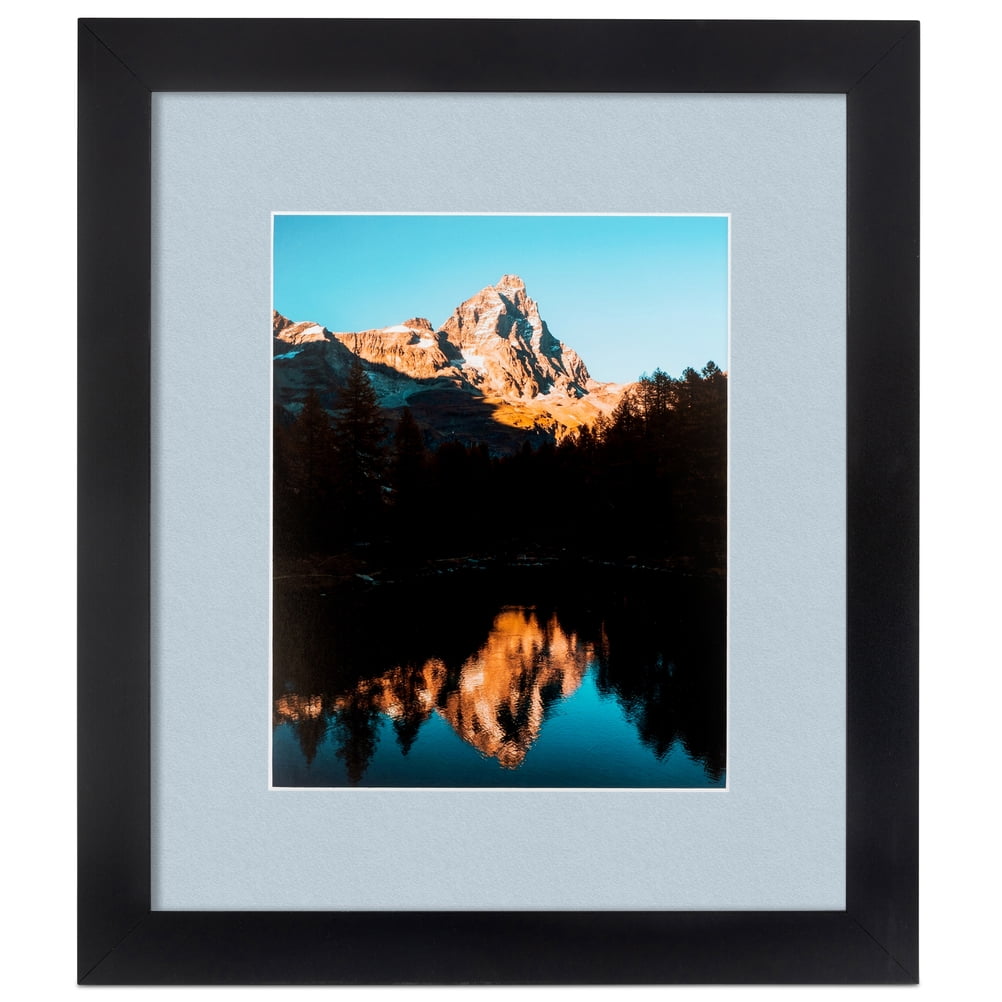ArtToFrames 16x22 Matted Picture Frame with 12x18 Single Mat Photo Opening Framed in 1.25 Satin Black and 2 Baby Blue Mat (FWM-3926-16x22)