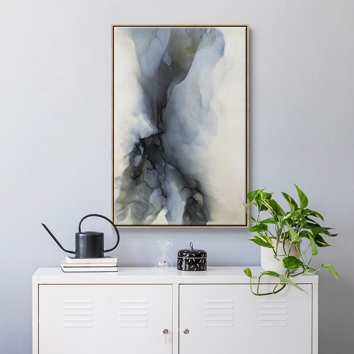Low Tide Framed Premium Gallery Wrapped Canvas - Ready to Hang - 27 x 41 - Natural Wood Floating Frame