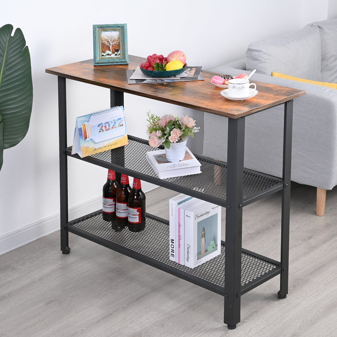 RokiaTek Console Table, 3 Tier Entryway Table with Storage Shelf Sofa