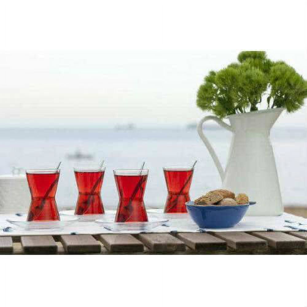 lav Turkish Tea Cups and Saucers Set 12-Piece - Turkish Tea Set  with Turkish Tea Glasses - Authentic Turkish Tea Glasses Set with Gold Rim  for Tea Time - Made