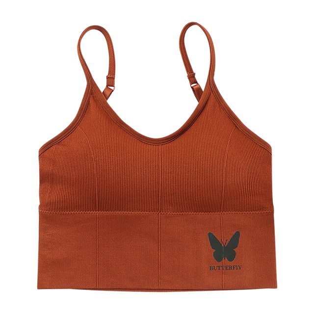 Qarigey Sujetador deportivo para mujer, lencería, ropa interior de algodón, transpirable, ajustable, para Yoga, Fitness, correa, Bralette Ropa interior naranja