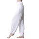 thumbnail image 1 of Pantalones deportivos holgados para mujer, pantalones de yoga - Tejido de algodón y lino, cintura plana/bolsillos - Cintura alta/pierna ancha, aptos para fitness/uso informal, sin elasticidad, 1 of 2