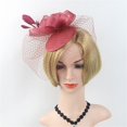 thumbnail image 2 of Uooqdmx Fascinators Hats for Women, Fascinators Hats for Women Tea Party, Feather Headpiece, Flower Feather Mesh Tea Hairband, Fancy Hats for Women Tea Party, Wine One Size, 2 of 6