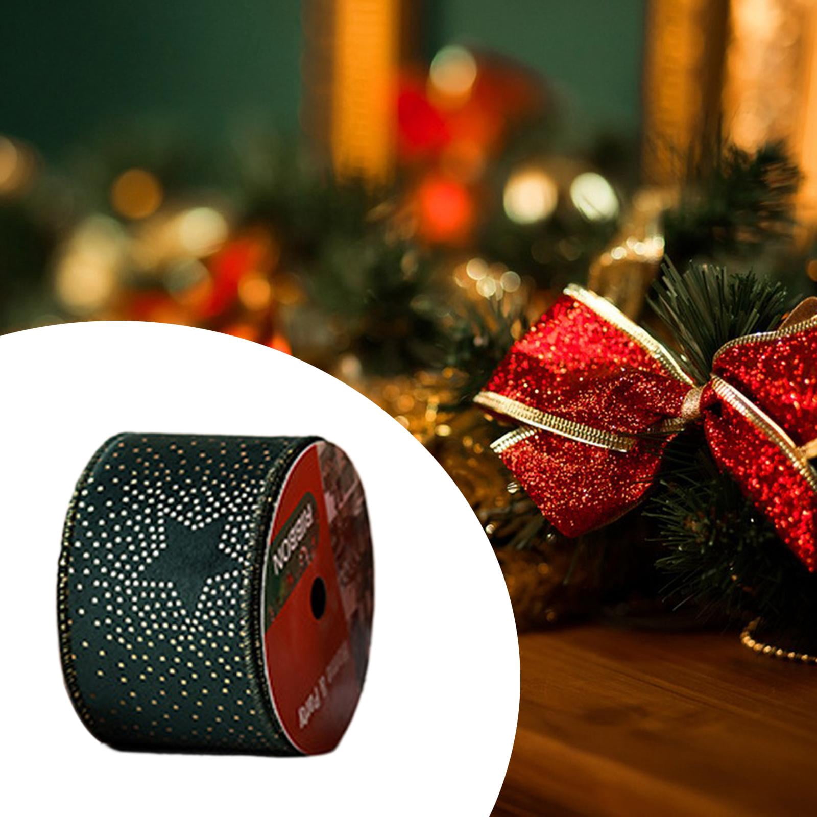 Sharprepublic Christmas Ribbon Decorative Ribbon for Handmade Crafts Gift Wrapping Bouquet Green A