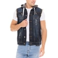 thumbnail image 3 of SKYLINEWEARS Men Denim Hooded Vest Biker Jean Vest With Hood Sleeveless Trucker Jacket, 3 of 7
