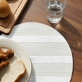 thumbnail image 3 of Sage Green Stripe Round 13 Inch Placemats Set of 6, Modern Rustic Horizontal Green Striped HeatResistant Non Slip Place Mats for Dining Table, Wipeable Braided Kitchen Table Mats for Housewarming, 3 of 9