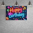 thumbnail image 5 of Neon Style Happy Birthday Banner with Party Elements Background for Birthday Party Decoration Photography Props Party Supplies Backdrop Decors, 5 of 5