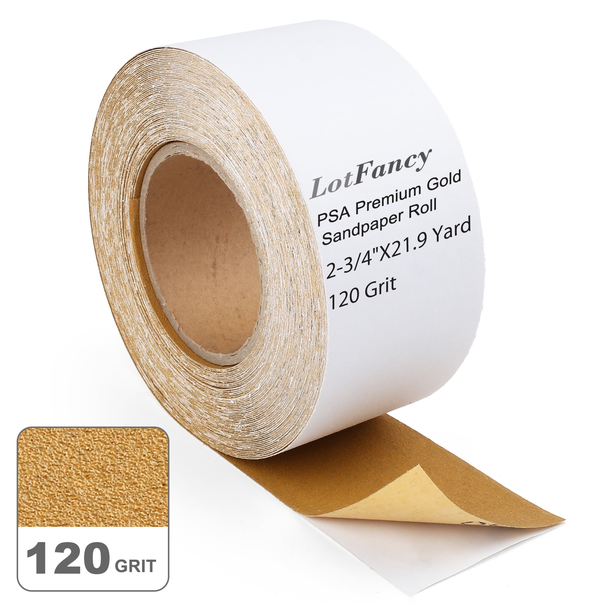 120 Grit Sandpaper Roll, 23/4 inch x 21.9 Yard PSA Self Adhesive