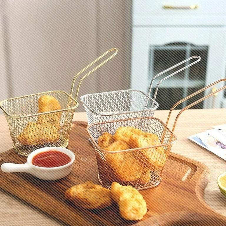 Chrome Square Mini Fry Basket by Choice - 4 x 4 x 3