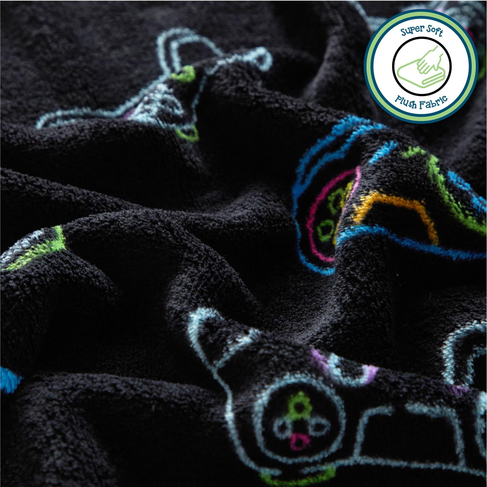Your Zone Huggable Gamer Pillow and Throw Set, Black, 16 in Pillow, 50 in x 60 in Throw
