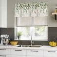 thumbnail image 4 of 2 Pack Sage Green Eucalyptus Valances for Windows Bedroom Living Room Window Treatments, Farmhouse Weeping Leaves Linen Rod Pocket Valance Drapes Short Kitchen Curtains Over Sink 42"x12", 4 of 8