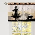 thumbnail image 4 of Farmhouse Forest Cabin Curtain Valance for Window Treatments Rustic Wooden Rod Pocket Kitchen Treatment Tree Country Deer Bear Drapes for Bathroom Bedroom Living Room 1 Panel (52x18 Inch), 4 of 5