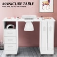 thumbnail image 3 of Artist hand Manicure Table Nail Table Desk Salon Beauty Workstation w/Dust Collector,Multi-tier Storage Cabinet,Drawers,Wrist Cushion(White), 3 of 14