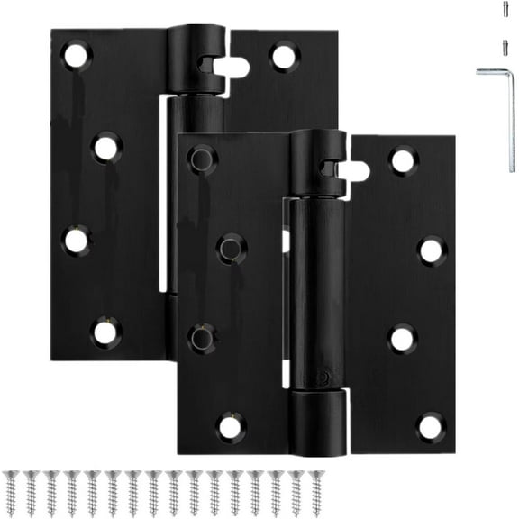 Self Closing Door Hinge, 3 inches,Auto Closing Spring Hinge with Adjustable Tension, Thickened 304 Stainless Steel Heavy Duty Door Hinges with Mounting Screwdriver Hardware,2 Pack(Black) (Black)