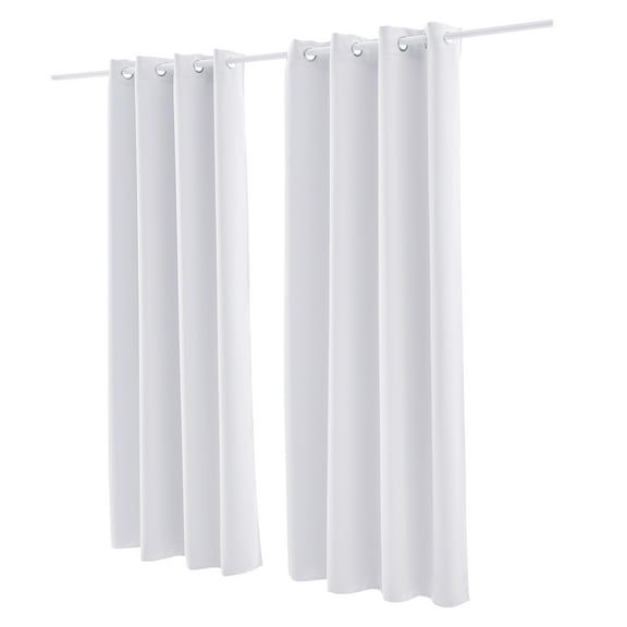 KFFKFF Blackout Curtains, White Light-Blocking Drapes for Bedroom and Living Room, 2-Panel Set with Grommets, Room-Darkening Thermal Insulated Curtains, Noise-Reducing Window Coverings, 52x84 inches