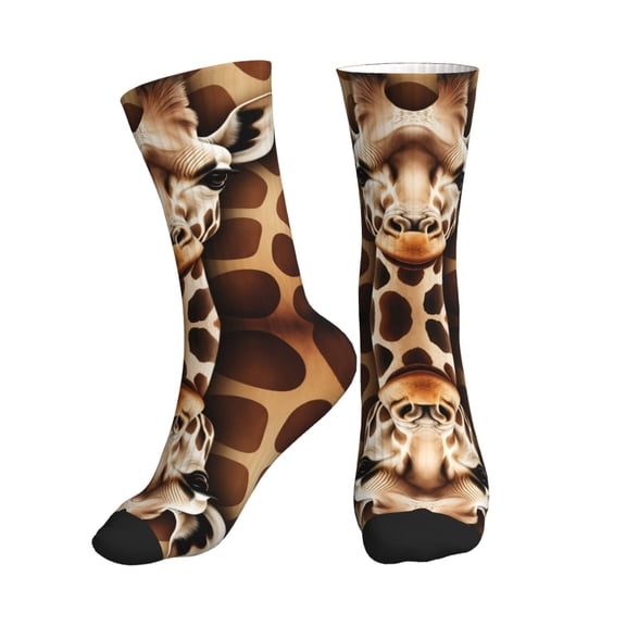Women's Men's Dark Giraffe Print Colorful Novelty Pattern Crew Athletic Socks
