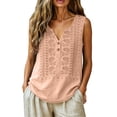 thumbnail image 2 of Bexdxz Cotton-Linen Blend Tops for Women 2026 Summer Casual Embroidered Tank Tops Loose Fit V Neck Sleeveless Shirts Trendy Boho Clothes Light pink S, 2 of 6