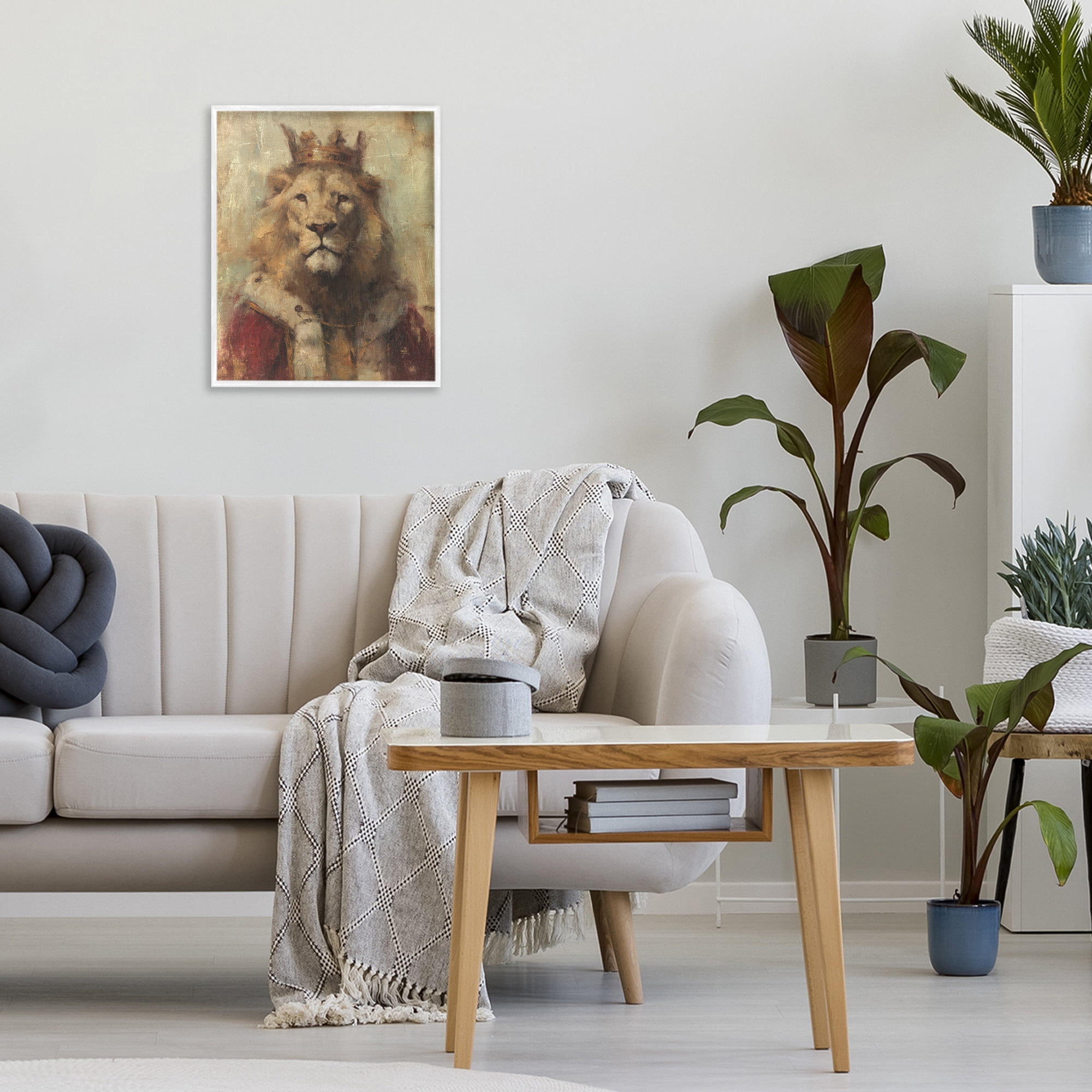 Stupell Industries Regal Lion Sovereign White Framed Giclee Art, design by Svetlana Aleynikova