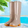 thumbnail image 2 of hopeusnice Women Tall Knee High Rain Boot Square Toe Waterproof Shoe For Farm Garden Work Khaki 41, 2 of 5