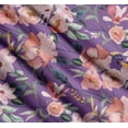 thumbnail image 3 of Soimoi Purple Cotton Cambric Fabric Leaves & Magnolia Floral Print Fabric by the Yard 42 Inch Wide, 3 of 7