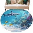 thumbnail image 2 of Shark Coastal Round Area Rug 7 FT, Non Slip Living Room Area Carpet, Summer Beach Coral Ocean Nautical Washable Soft Circular Rug Non-Shedding Floor Carpet for Bedside Office Play Room Classroom, 2 of 9